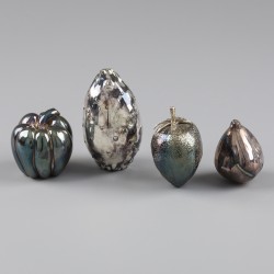 No reserve - 4-delige set diverse miniatuur vruchten zilver.