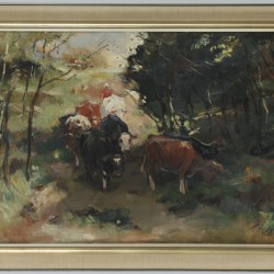 Han van Meegeren (Deventer 1889 - 1947 Amsterdam), Een koehoedster met vee in een bosje in het duin.