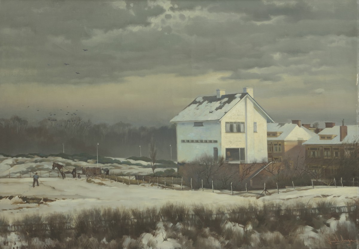 Hendrik Anne Constantijn "Hendrik" Snethlage (Heilo, NH 1878 - 1960 Den Haag), Het huis van de schilder aan de laan van Meerdervoort in Den Haag in winter.