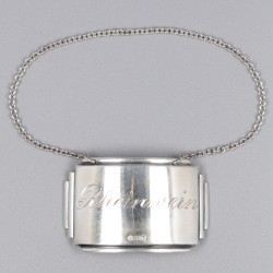 No reserve - 4-delige set Flessenlabels Art-Deco zilver.