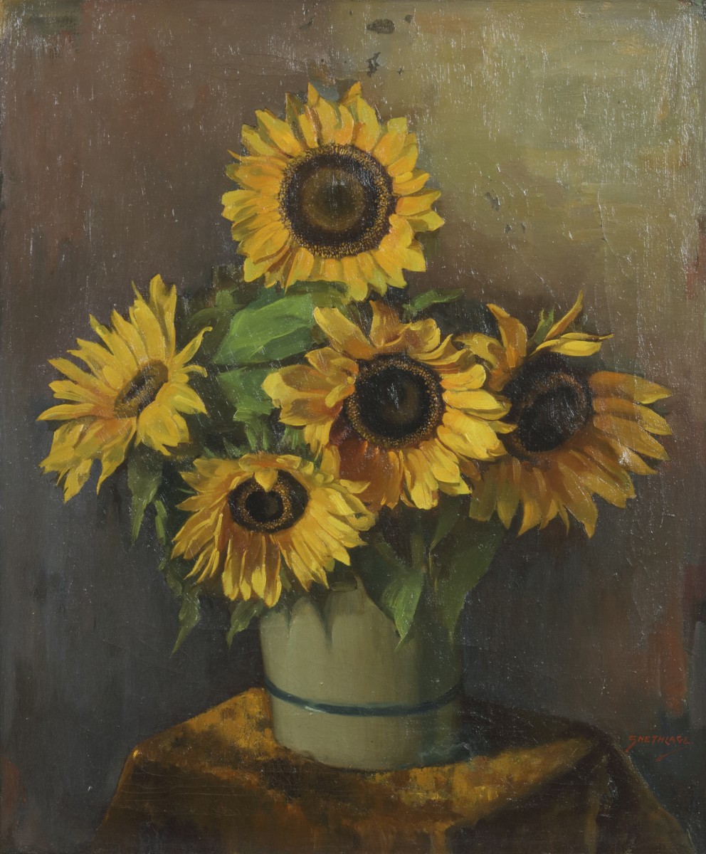 Hendrik Anne Constantijn "Hendrik" Snethlage (Heilo, NH 1878 - 1960 Den Haag), Stilleven met zonnebloemen.