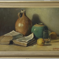 Hendrik Anne Constantijn "Hendrik" Snethlage (Heilo, NH 1878 - 1960 Den Haag), Een Stilleven van kruiken en een bjbel.