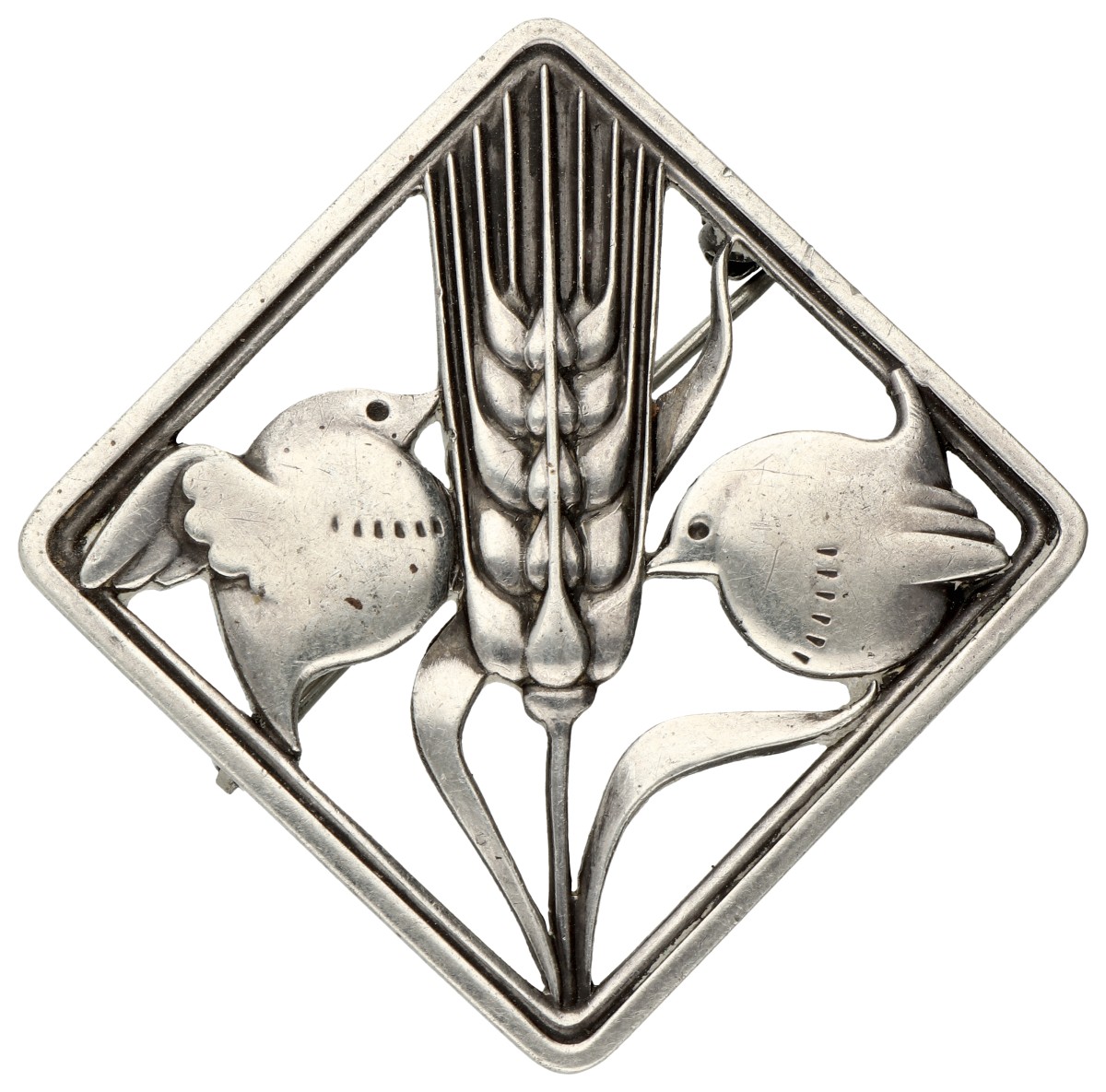 Georg Jensen sterling zilveren no.250 'Birds on Wheat' broche door Arno Malinowski.