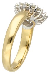 18K Geelgouden cluster ring bezet met ca. 0.90 ct. diamant.