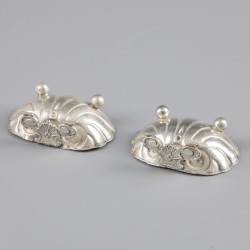 No reserve - 4-delige set zoutkelders & zoutlepels zilver.