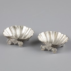 No reserve - 4-delige set zoutkelders & zoutlepels zilver.