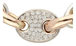 New Ander 18K bicolour gouden Italiaans design anker-schakelcollier bezet met ca. 0.66 ct. diamant.