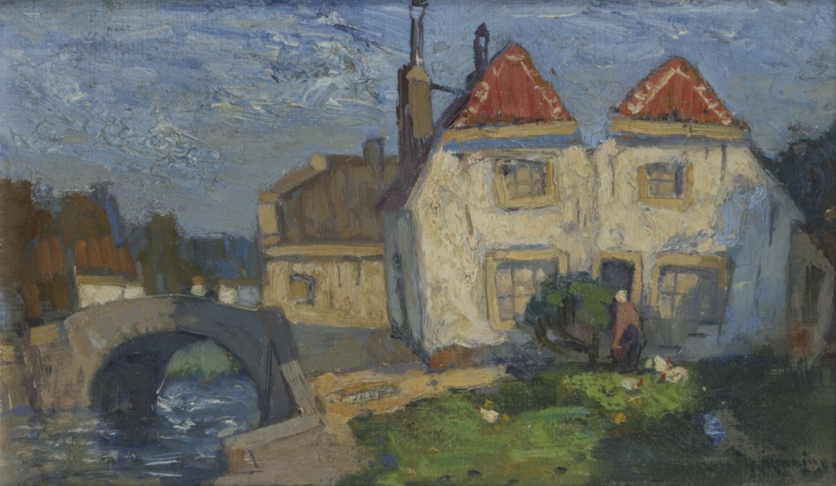 Ype Heerke Wenning (Leeuwarden 1879 - 1959 Wassenaar), Een zonovergoten stadje aan een rivier.