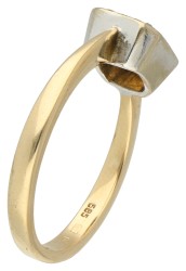 No reserve - 14K Geelgouden ring bezet met ca. 0.40 ct. citrien en diamant gezet in witgouden middenstuk.