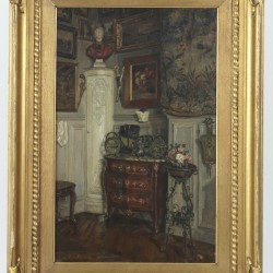 Paul Parfonry (Parijs 1857 - 1920),Elegant interieur met antiquiteiten.