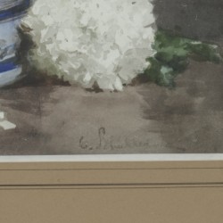Joseph Carl Paul Schuller (XIX / XX), Stilleven van bloemen in een steinkrug.