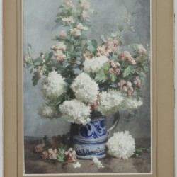 Joseph Carl Paul Schuller (XIX / XX), Stilleven van bloemen in een steinkrug.