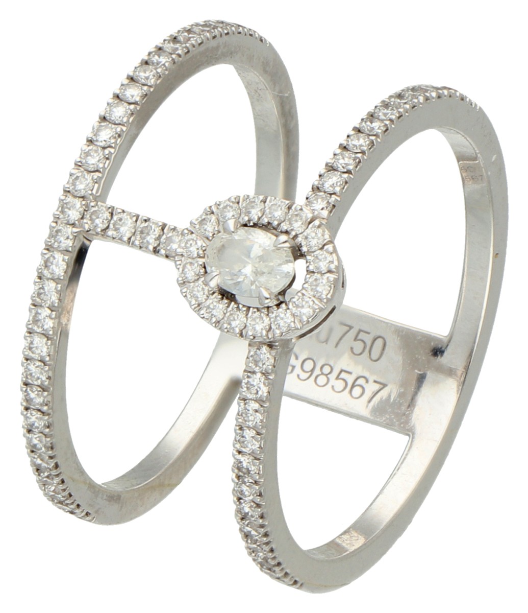 Messika 18K witgouden 'Glam'azone' ring bezet met ca. 0.40 ct. diamant.