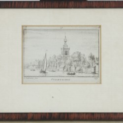 Een convoluut van etsen en gravures allen met het onderwerp 'Overschie', daarbij een bronzen plaquette met hetzelfde onderwerp.