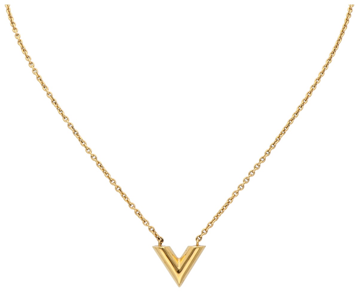 No reserve - Louis Vuitton LV Essential V Logo verguld collier.