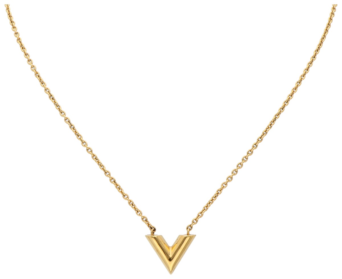 No reserve - Louis Vuitton LV Essential V Logo verguld collier.