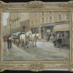 E. Hunter (XIX / XX), Straatscène in Parijs ca. 1910/15.