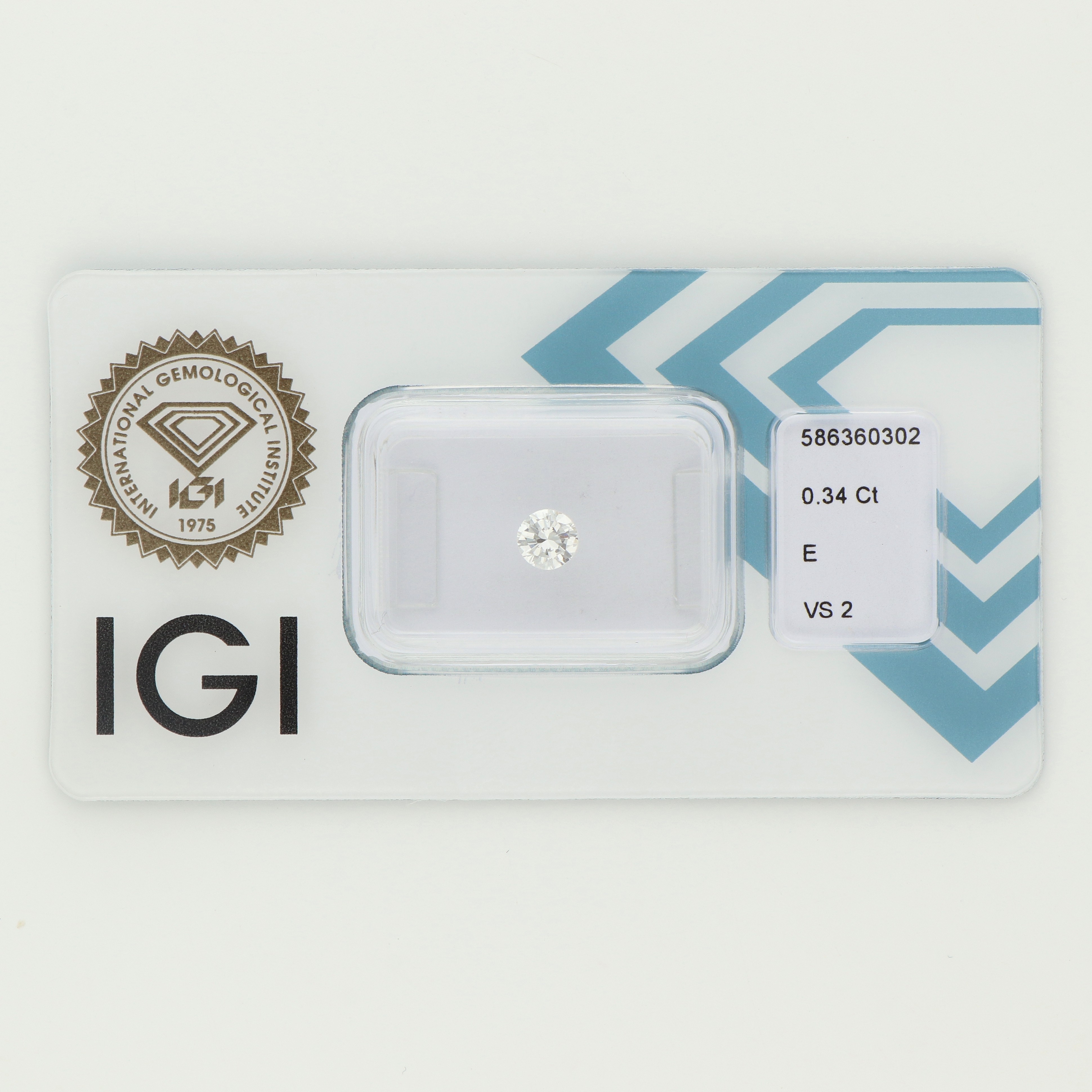 No reserve - 0.34 ct. IGI gecertificeerde natuurlijke diamant.