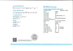 No reserve - 0.64 ct. HRD gecertificeerde natuurlijke diamant.