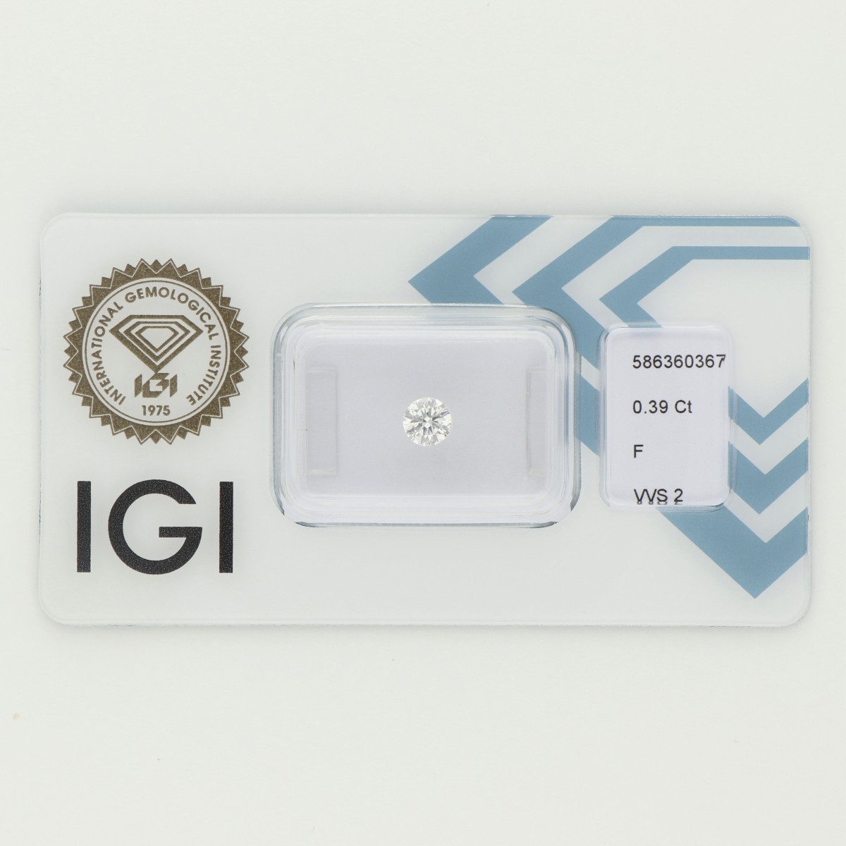 No reserve - 0.39 ct. IGI gecertificeerde natuurlijke diamant.