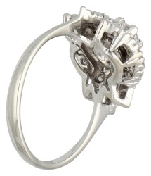 18K Witgouden cluster ring bezet met ca. 0.95 ct. diamant.