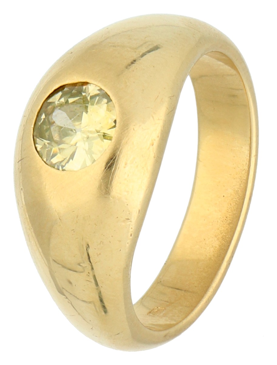 No reserve - 14K Geelgouden solitair ring bezet met ca. 0.55 ct. light fancy yellow diamant.