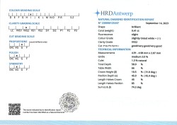 No reserve - 0.41 ct. HRD gecertificeerde natuurlijke diamant.