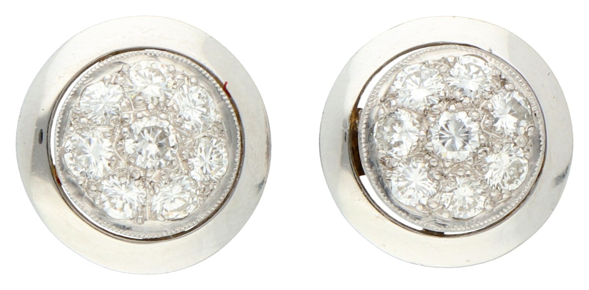 No reserve - 18K Witgouden oorstekers bezet met ca. 1.15 ct. diamant.