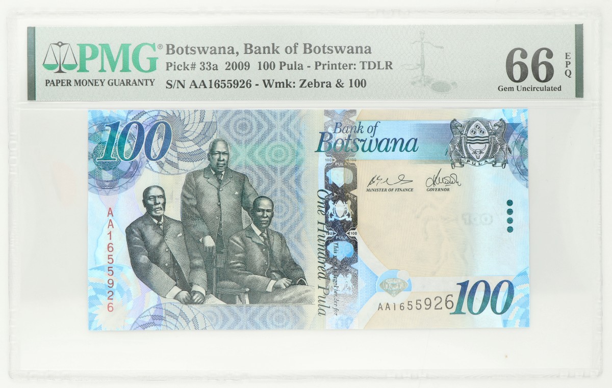 No reserve - Botswana. 100 Pula. Banknote. Type 2009. - UNC.