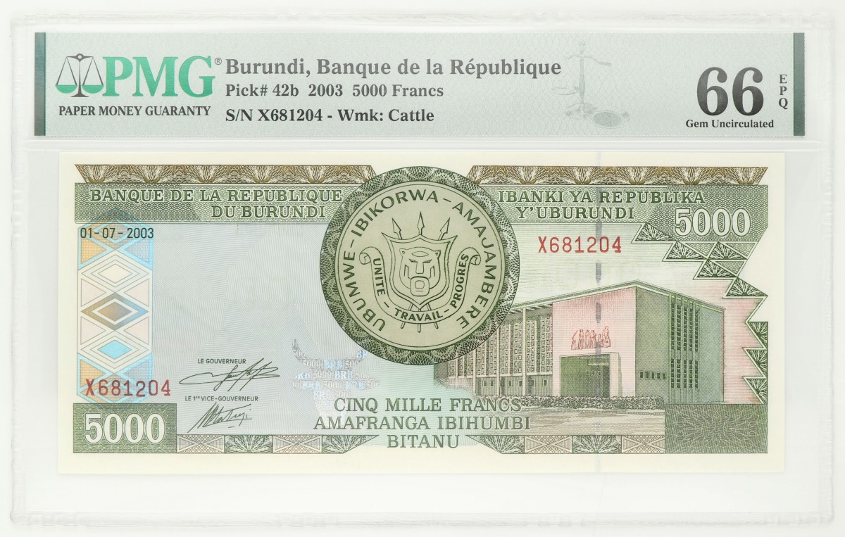 No reserve - Burundi. 5000 Francs. banknote. Type 2003. - UNC.