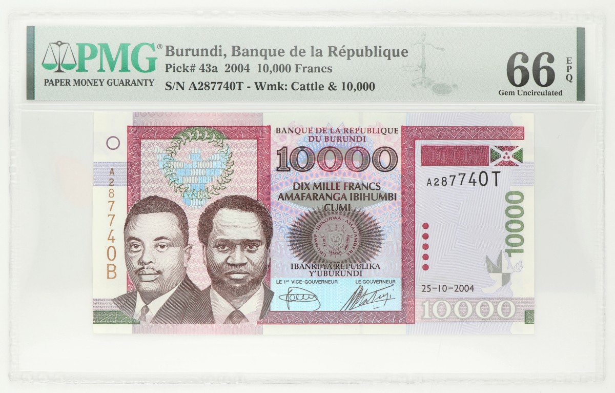 No reserve - Burundi. 10.000 Francs. Banknote. Type 2004. - UNC.