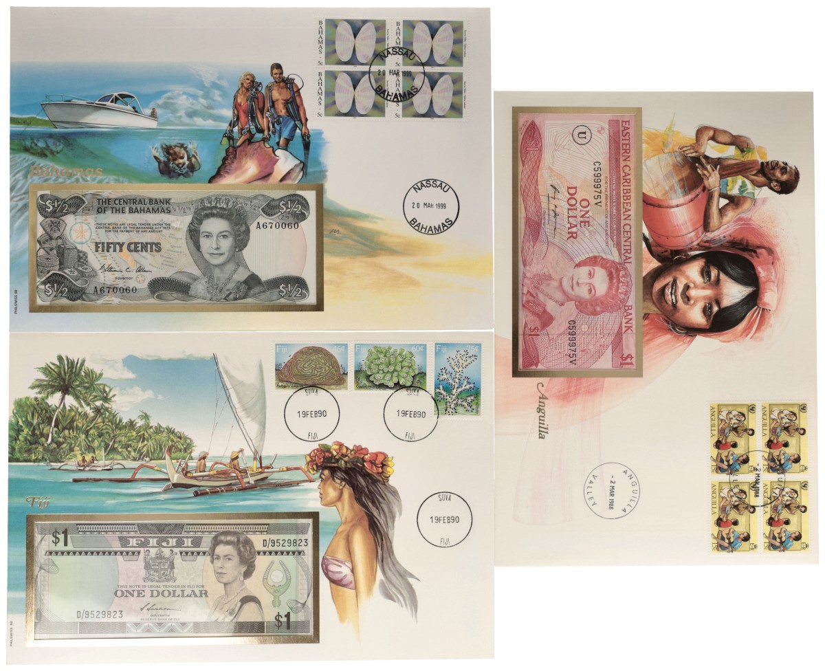 No reserve - British Overseas Territories. lot 3 banknotes. Type ND. - UNC.