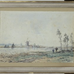 Georges William Thornley (Thiais, Frankrijk 1857 - Pontoise Frankrijk), Au bord de la Meuse, Hollande.