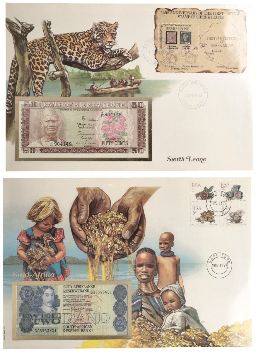 No reserve - Africa mix. lot 5 banknotes. Type ND. - UNC.