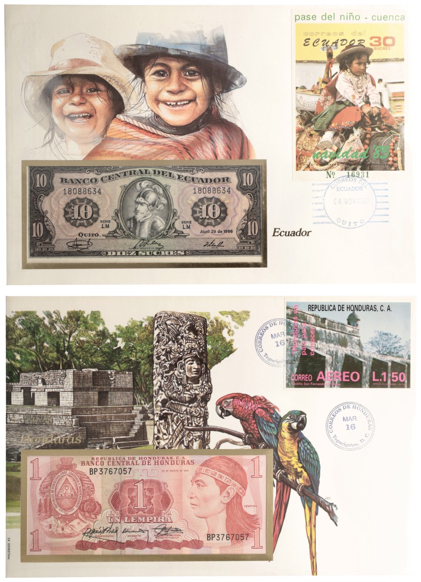 No reserve - South America mix. lot 5 banknotes. Type 1982/1989. - UNC.