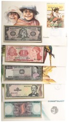 No reserve - South America mix. lot 5 banknotes. Type 1982/1989. - UNC.