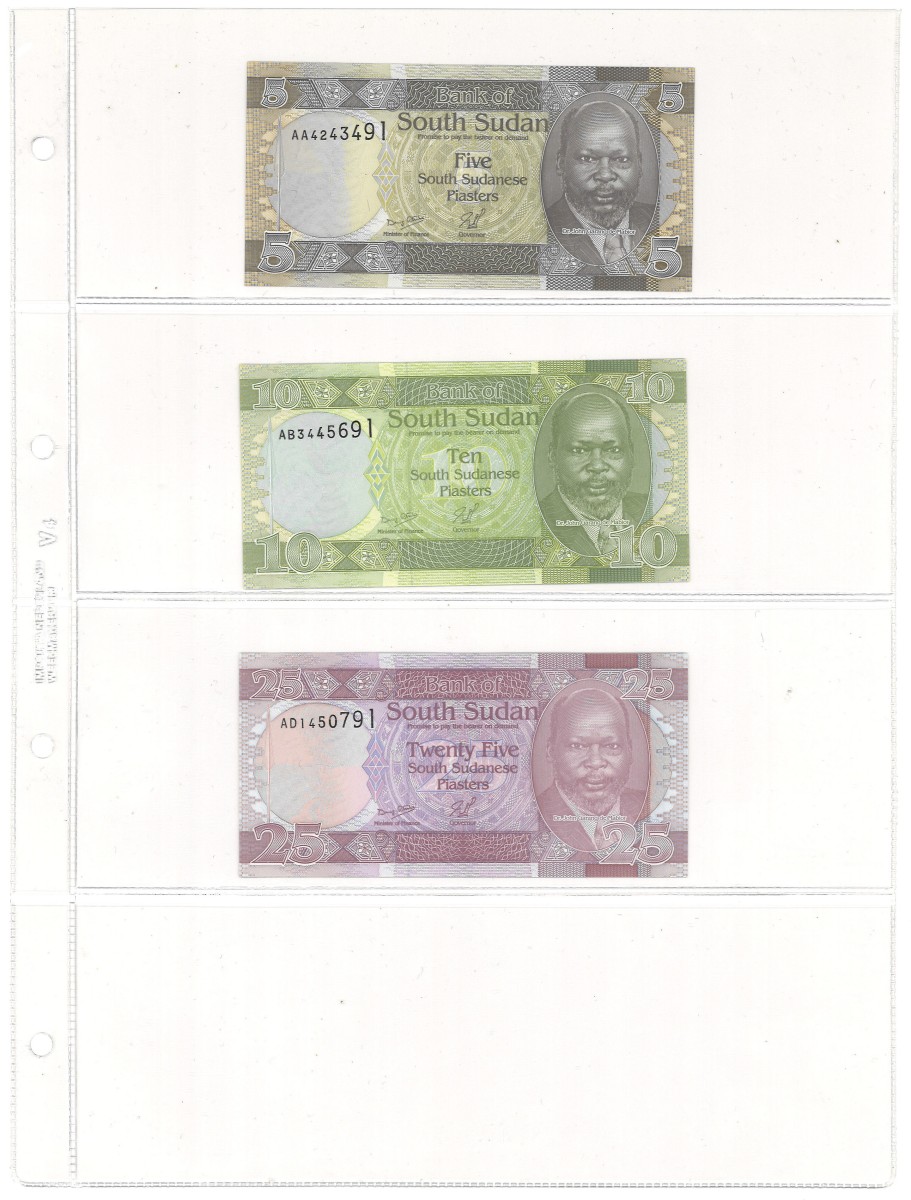 No reserve - South Sudan. lot 3 banknotes. Type 2011. - UNC.