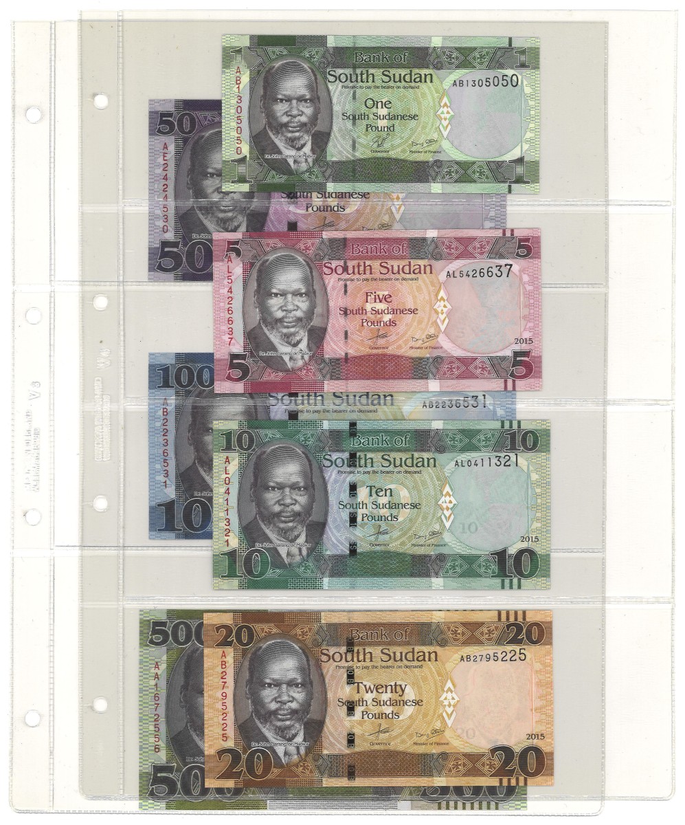 No reserve - South Sudan. lot 7 banknotes. Type 2011/2018. - UNC.