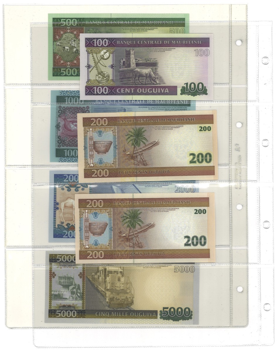 No reserve - Mauritanië. lot 7 banknotes. Type 2004/2014. - UNC.