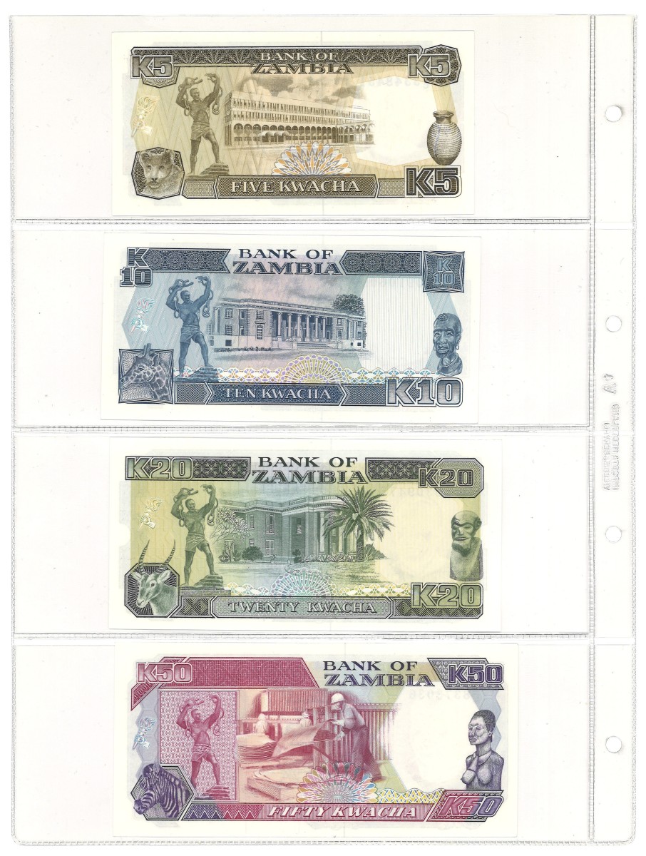 No reserve - Zambia. lot 4 banknotes. Type 1989/1991. - UNC.