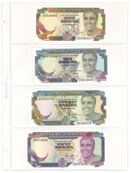 No reserve - Zambia. lot 4 banknotes. Type 1989/1991. - UNC.