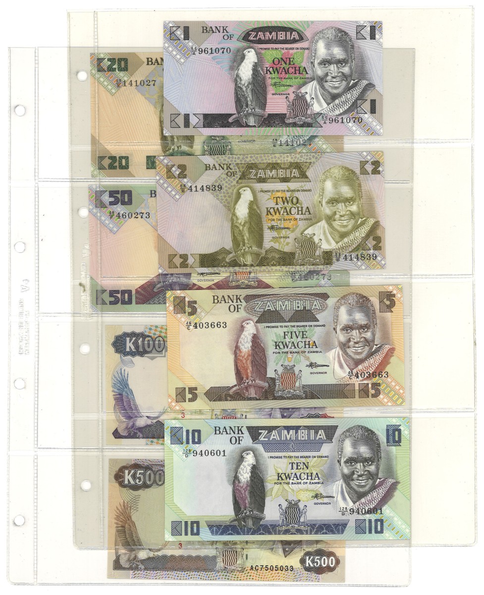 No reserve - Zambia. lot 8 banknotes. Type ND. - UNC.