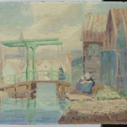 Frances Keffer (Amerika, 1881-1953), 'Little green bridge'- Volendam.