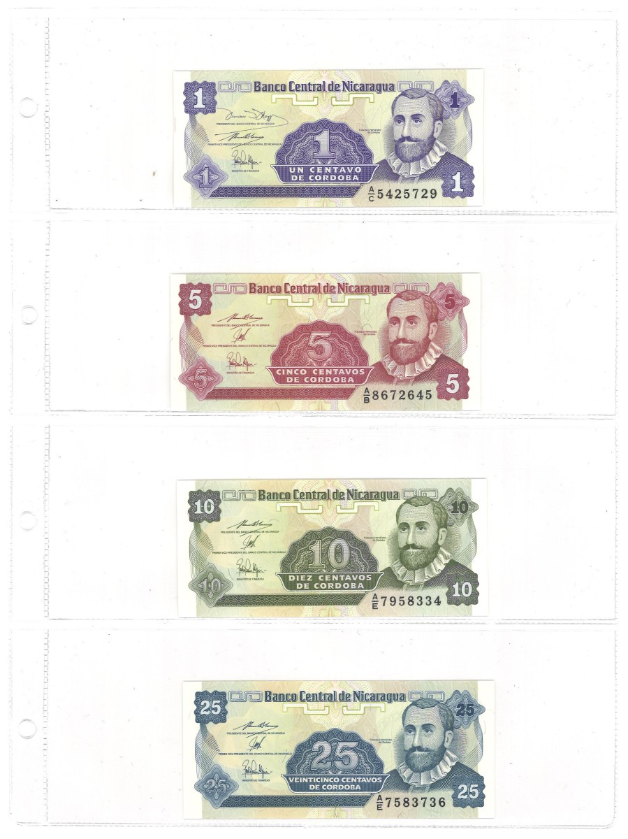 No reserve - Niqaragua. lot 4 banknotes. Type ND. - UNC.