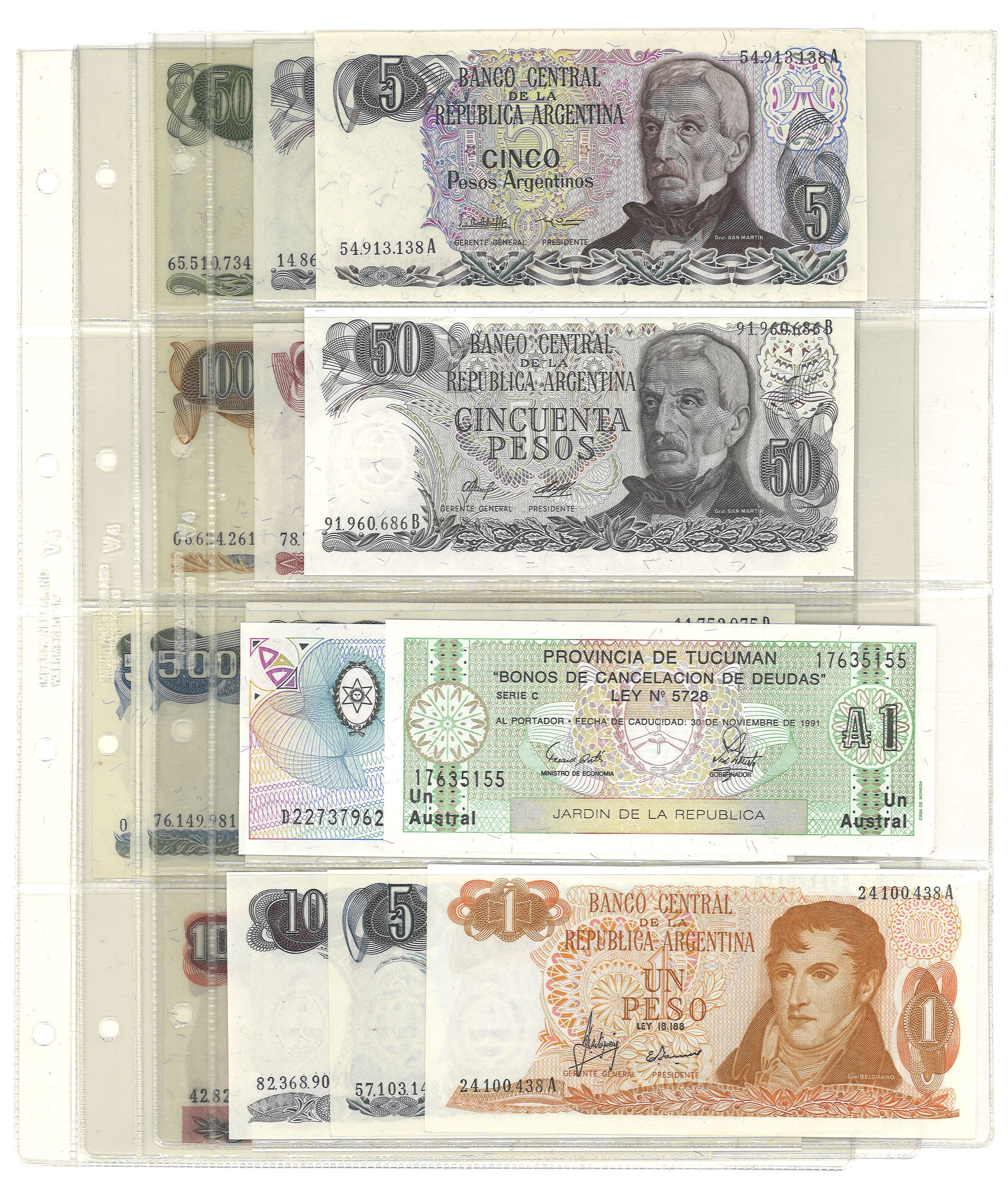 No reserve - Argentina. lot 16 banknotes. Type ND. - UNC.