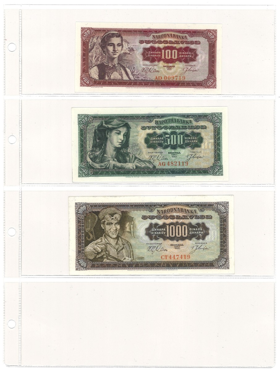 No reserve - Jugoslavia. lot 3 banknotes. Type 1963. - UNC.