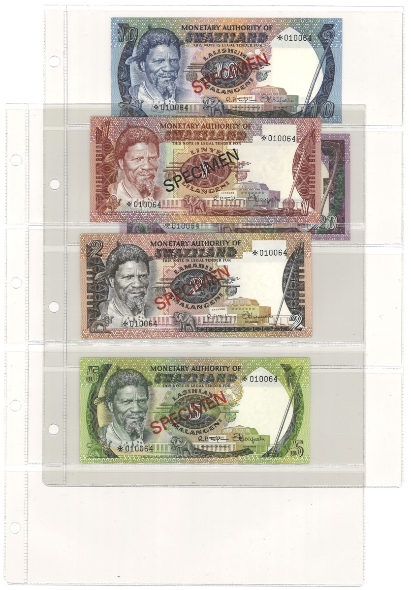 No reserve - Swaziland. lot 5 bankbotes. Type ND. - UNC.