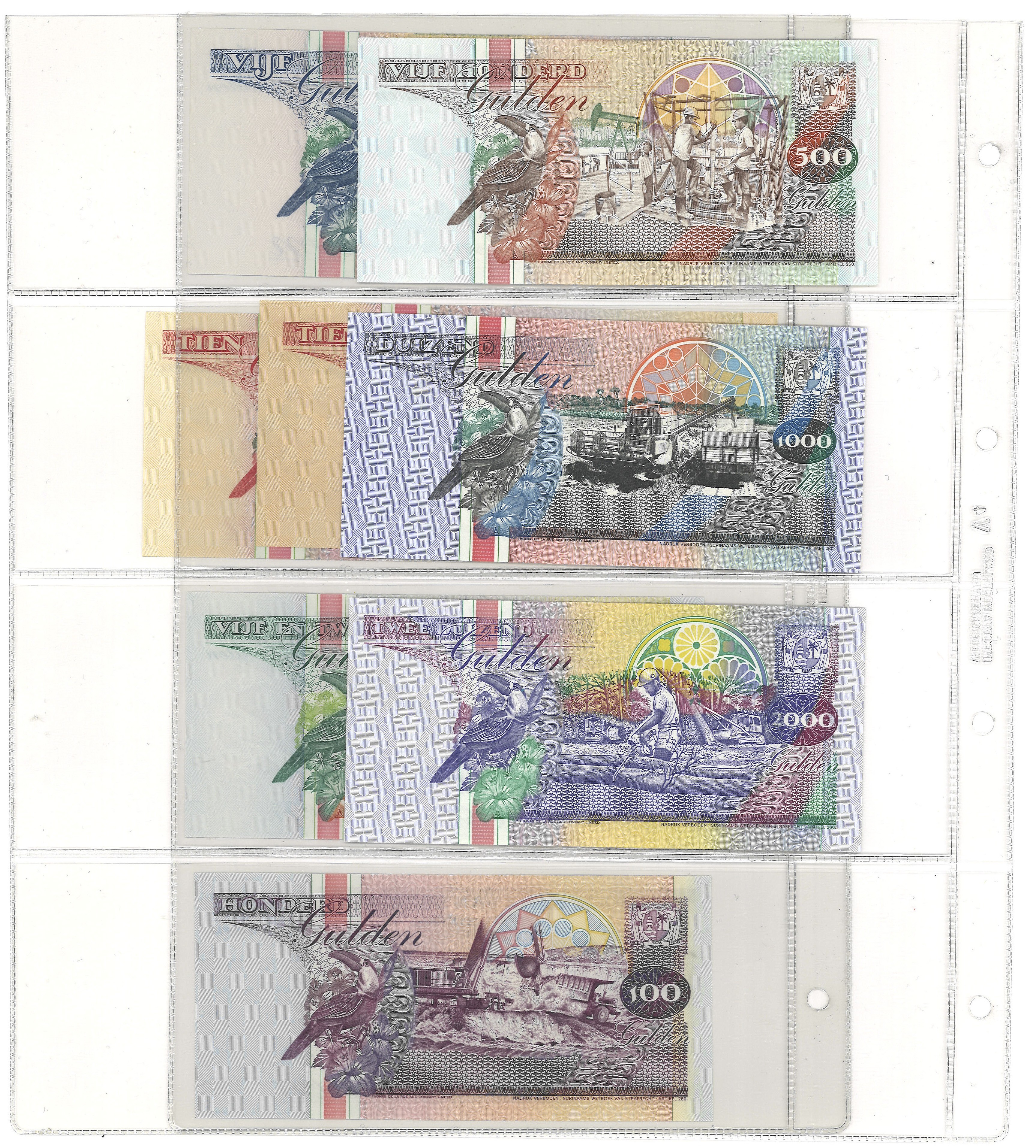 No reserve - Suriname. lot 8 banknotes. Type 1991/1998. - UNC.