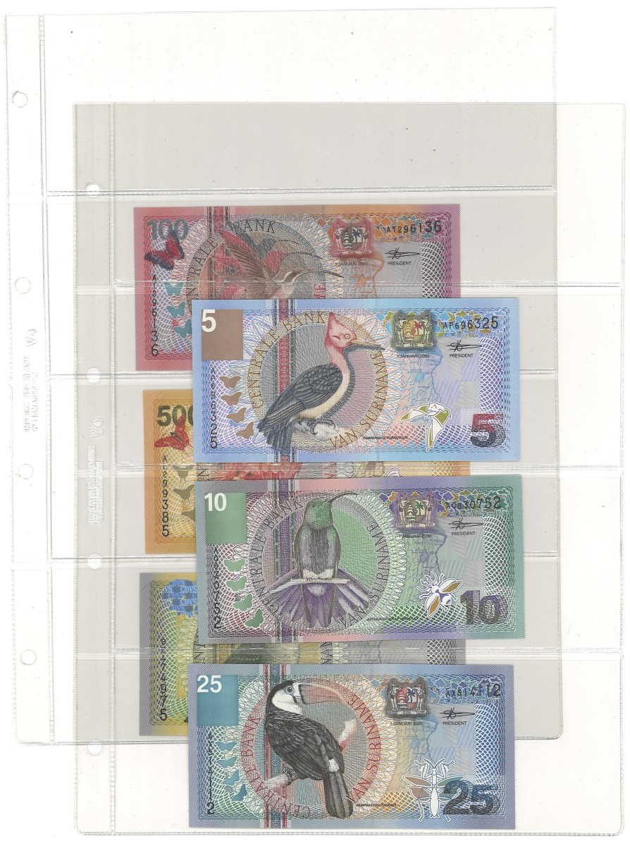 No reserve - Suriname. lot 6 banknotes. Type 2000. - UNC.