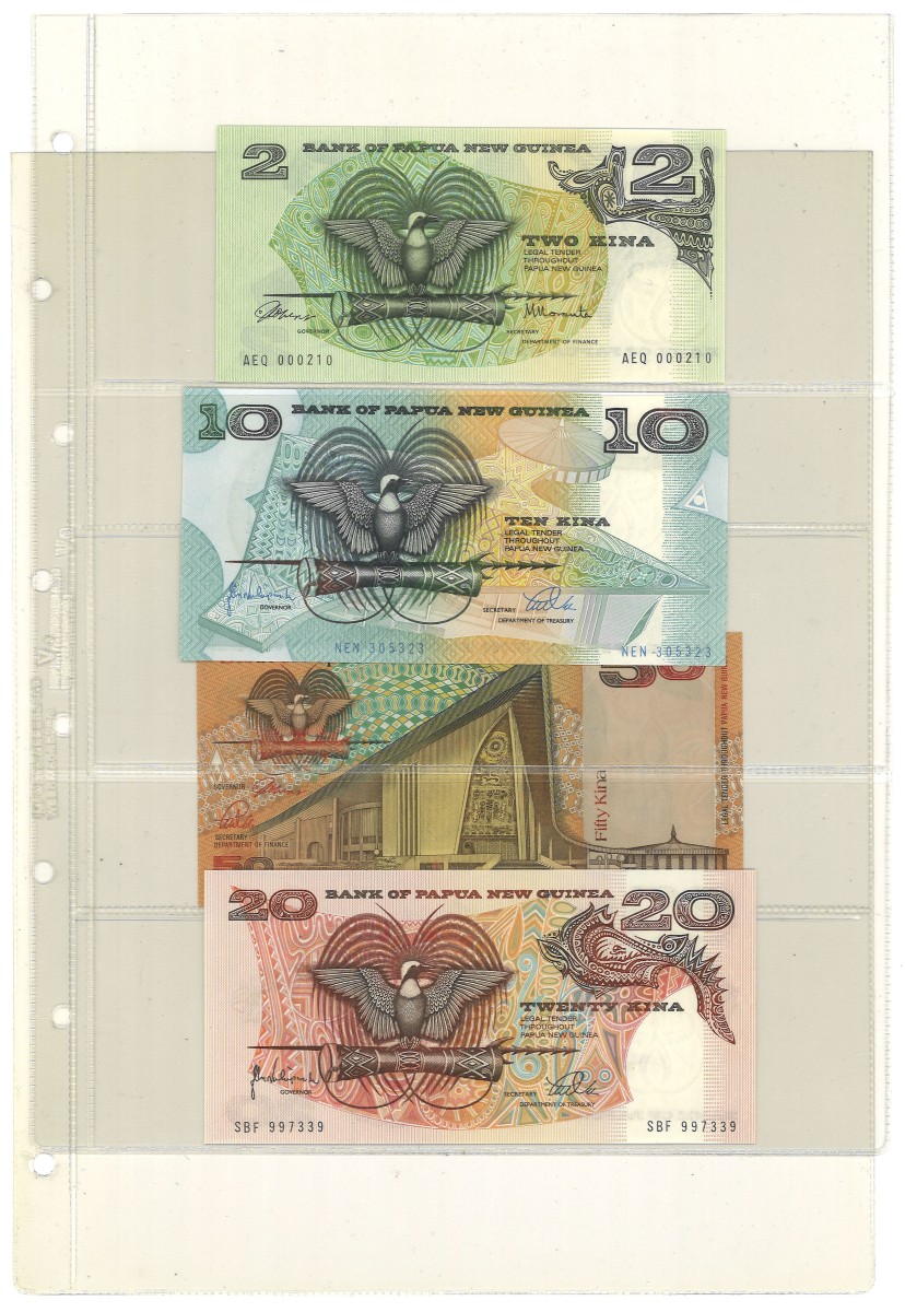 No reserve - New Guinea. lot 4 banknotes. Type ND. - UNC.